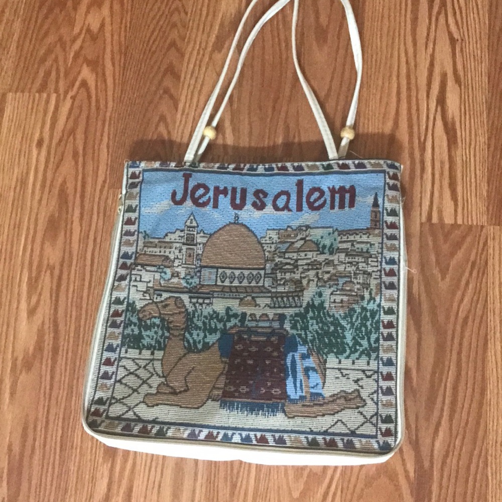 VINTAGE JERUSALEM HANDMADE EMBROIDERED HAND BAG